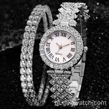 Conjunto de relógios de joias finas pulseira leve com cristal joias de luxo presente com relógios pulseiras presente da moda para meninas e mulheres